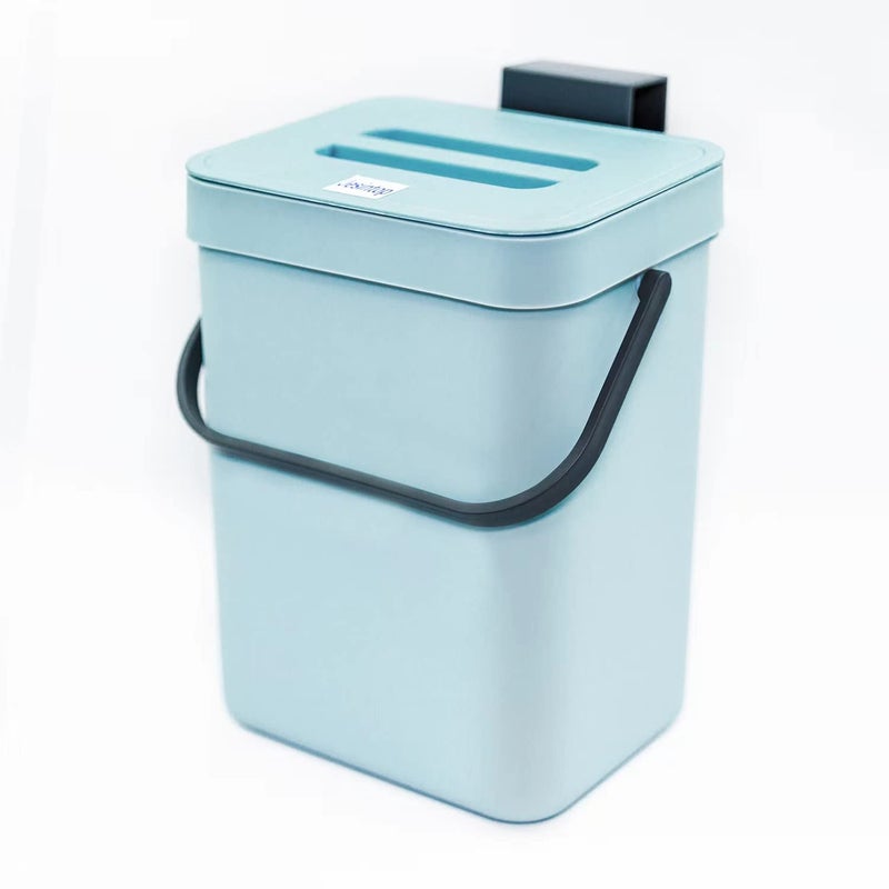 Jesintop Kitchen Compost Bin Indoor for Counter Top,Hanging Small Trash Can with Lid,Food Waste Bin,Mountable Compost Busket 1.3 Gal/5 L Series,Blue - Image 1